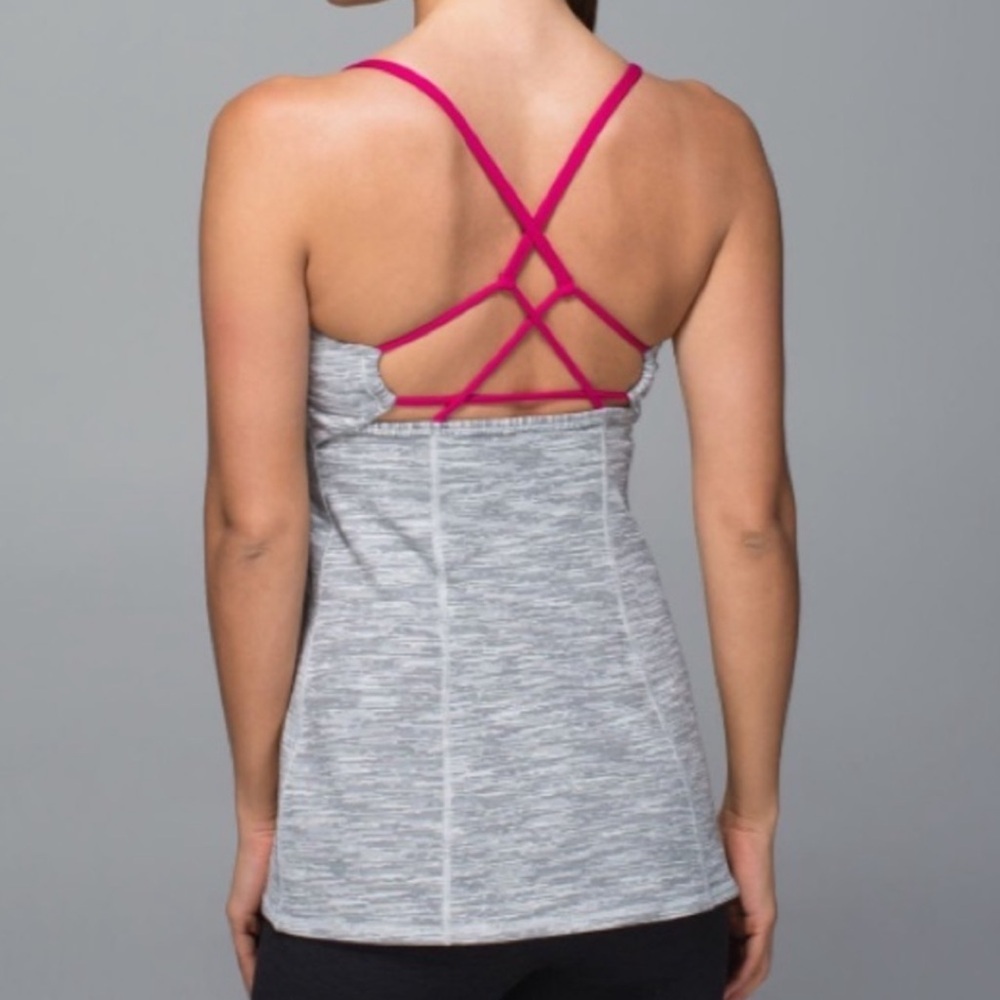 Lululemon Dancing Warrior Tank We Are From Space Silver Spoon Jewelled Magenta